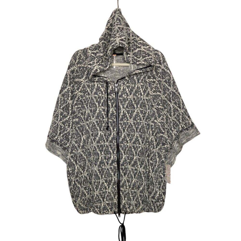 NWT $168 Free People Oversized Zip Sweatershirt Sweater Small Boho